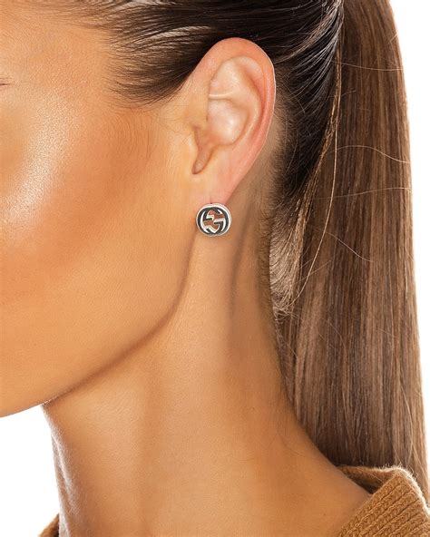 gucci earrings interlocking g|gucci silver dangling earrings.